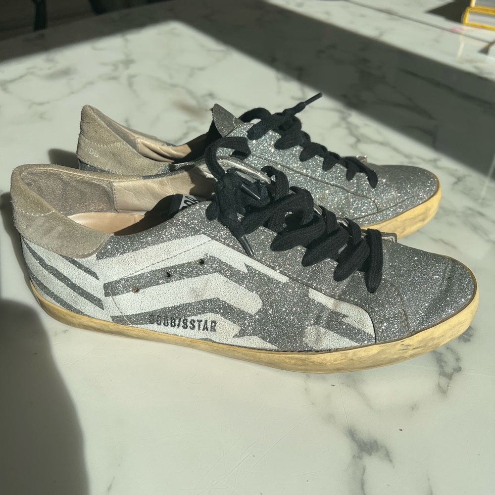 Golden Goose Silver Glitter Sneakers